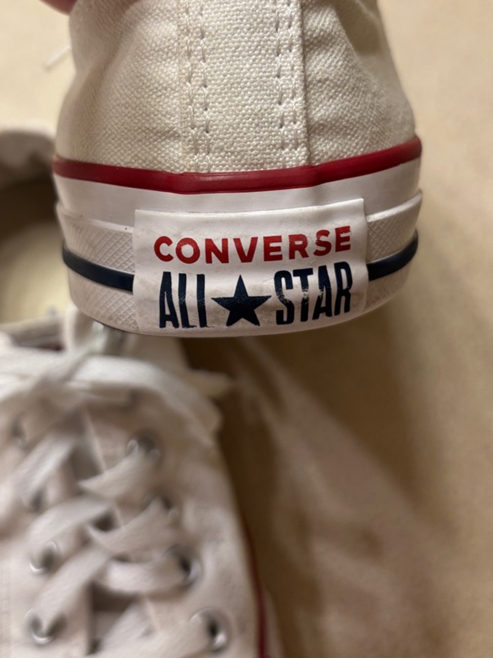Converse Low Top Sneakers in White with Red Stripe - Picture 11 of 12